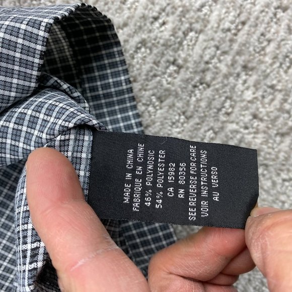 Gotcha Sport Shirt Men Medium M Gray Checkered Button Up Casual Pocket Logo - Picture 6 of 10